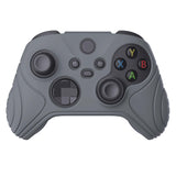 PlayVital Samurai Edition Gray Anti-slip Controller Grip Silicone Skin, Ergonomic Soft Rubber Protective Case Cover for Xbox Series S/X Controller with Black Thumb Stick Caps - WAX3006