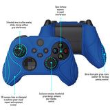 PlayVital Samurai Edition Blue Anti-slip Controller Grip Silicone Skin, Ergonomic Soft Rubber Protective Case Cover for Xbox Series S/X Controller with Black Thumb Stick Caps - WAX3008