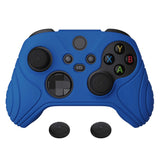 PlayVital Samurai Edition Blue Anti-slip Controller Grip Silicone Skin, Ergonomic Soft Rubber Protective Case Cover for Xbox Series S/X Controller with Black Thumb Stick Caps - WAX3008