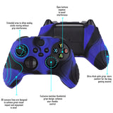 eXtremeRate Samurai Blue & Black Anti-slip Controller Grip Silicone Skin, Ergonomic Soft Rubber Protective Case Cover for Xbox Series S/X Controller with Black Thumb Stick Caps - WAX3017