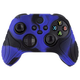 eXtremeRate Samurai Blue & Black Anti-slip Controller Grip Silicone Skin, Ergonomic Soft Rubber Protective Case Cover for Xbox Series S/X Controller with Black Thumb Stick Caps - WAX3017