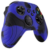 eXtremeRate Samurai Blue & Black Anti-slip Controller Grip Silicone Skin, Ergonomic Soft Rubber Protective Case Cover for Xbox Series S/X Controller with Black Thumb Stick Caps - WAX3017