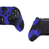 eXtremeRate Samurai Blue & Black Anti-slip Controller Grip Silicone Skin, Ergonomic Soft Rubber Protective Case Cover for Xbox Series S/X Controller with Black Thumb Stick Caps - WAX3017