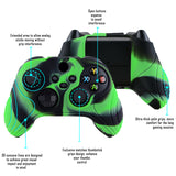 PlayVital Samurai Edition Green & Black Anti-slip Controller Grip Silicone Skin, Ergonomic Soft Rubber Protective Case Cover for Xbox Series S/X Controller with Black Thumb Stick Caps - WAX3018