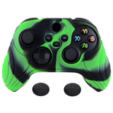 PlayVital Samurai Edition Green & Black Anti-slip Controller Grip Silicone Skin, Ergonomic Soft Rubber Protective Case Cover for Xbox Series S/X Controller with Black Thumb Stick Caps - WAX3018