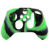 PlayVital Samurai Edition Green & Black Anti-slip Controller Grip Silicone Skin, Ergonomic Soft Rubber Protective Case Cover for Xbox Series S/X Controller with Black Thumb Stick Caps - WAX3018