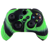 PlayVital Samurai Edition Green & Black Anti-slip Controller Grip Silicone Skin, Ergonomic Soft Rubber Protective Case Cover for Xbox Series S/X Controller with Black Thumb Stick Caps - WAX3018