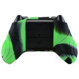 PlayVital Samurai Edition Green & Black Anti-slip Controller Grip Silicone Skin, Ergonomic Soft Rubber Protective Case Cover for Xbox Series S/X Controller with Black Thumb Stick Caps - WAX3018