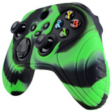 PlayVital Samurai Edition Green & Black Anti-slip Controller Grip Silicone Skin, Ergonomic Soft Rubber Protective Case Cover for Xbox Series S/X Controller with Black Thumb Stick Caps - WAX3018