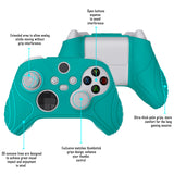 PlayVital Samurai Edition Aqua Green Anti-slip Controller Grip Silicone Skin, Ergonomic Soft Rubber Protective Case Cover for Xbox Series S/X Controller with Black Thumb Stick Caps - WAX3010