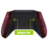 eXtremeRate Textured Red FlashShot Trigger Stop Bottom Shell Kit for Xbox One S & One X Controller, Redesigned Back Shell & Handle Grips & Dual Trigger Locks for Xbox One S X Controller Model 1708 - X1GZ005