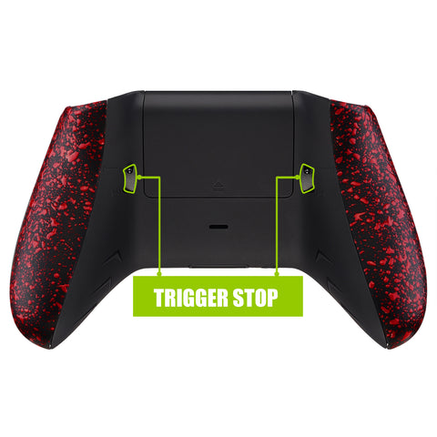 eXtremeRate Textured Red FlashShot Trigger Stop Bottom Shell Kit for Xbox One S & One X Controller, Redesigned Back Shell & Handle Grips & Dual Trigger Locks for Xbox One S X Controller Model 1708 - X1GZ005