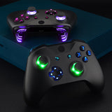eXtremeRate Black Multi-Colors Luminated Dpad Thumbsticks Start Back ABXY Action Buttons, Classical Symbols Buttons DTFS (DTF 2.0) LED Kit for Xbox One S/X Controller - Controller NOT Included - X1LED04