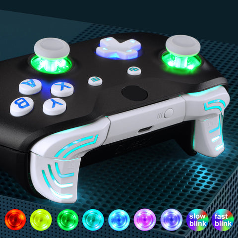 eXtremeRate White Multi-Colors Luminated Dpad Thumbsticks Start Back ABXY Action Buttons, Classical Symbols Buttons DTFS (DTF 2.0) LED Kit for Xbox One S/X Controller - Controller NOT Included - X1LED07