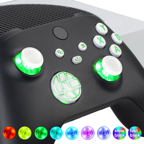 eXtremeRate Multi-Colors Luminated Dpad Thumbsticks Start Back Sync ABXY Buttons for Xbox Series X / S Controller, White Buttons DTF LED Kit for Xbox Core Controller - X3LED06