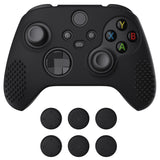 PlayVital Black 3D Studded Edition Anti-slip Silicone Cover Skin for Xbox Series X Controller, Soft Rubber Case Protector for Xbox Series S Controller with 6 Black Thumb Grip Caps - SDX3001