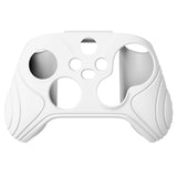 PlayVital Samurai Edition White Anti-slip Controller Grip Silicone Skin, Ergonomic Soft Rubber Protective Case Cover for Xbox Series S/X Controller Model 1914 with White Thumb Stick Caps - WAX3002