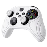 PlayVital Samurai Edition White Anti-slip Controller Grip Silicone Skin, Ergonomic Soft Rubber Protective Case Cover for Xbox Series S/X Controller Model 1914 with White Thumb Stick Caps - WAX3002