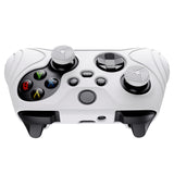 PlayVital Samurai Edition White Anti-slip Controller Grip Silicone Skin, Ergonomic Soft Rubber Protective Case Cover for Xbox Series S/X Controller Model 1914 with White Thumb Stick Caps - WAX3002