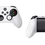 PlayVital Samurai Edition White Anti-slip Controller Grip Silicone Skin, Ergonomic Soft Rubber Protective Case Cover for Xbox Series S/X Controller Model 1914 with White Thumb Stick Caps - WAX3002