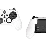 PlayVital Samurai Edition Anti Slip Silicone Case Cover for Xbox Elite Wireless Controller Series 2, Ergonomic Soft Rubber Skin Protector for Xbox Elite Series 2 with Thumb Grip Caps - White - XBE2M002