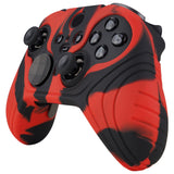 PlayVital Samurai Edition Anti Slip Silicone Case Cover for Xbox Elite Wireless Controller Series 2, Ergonomic Soft Rubber Skin Protector for Xbox Elite Series 2 with Thumb Grip Caps - Red & Black - XBE2M004