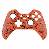 eXtremeRate Textured Orange Faceplate Cover Front  Shell Case Comfortable Non-slip Replacement Kit for Xbox One Elite Controller Model 1698 with Thumbstick Accent Rings -XOEP012