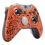 eXtremeRate Textured Orange Faceplate Cover Front  Shell Case Comfortable Non-slip Replacement Kit for Xbox One Elite Controller Model 1698 with Thumbstick Accent Rings -XOEP012