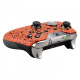 eXtremeRate Textured Orange Faceplate Cover Front  Shell Case Comfortable Non-slip Replacement Kit for Xbox One Elite Controller Model 1698 with Thumbstick Accent Rings -XOEP012