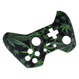 eXtremeRate Green Weeds Leaves Faceplate Cover Soft Touch Front Shell Comfortable Soft Grip Replacement Kit for Xbox One Elite Controller Model 1698 with Thumbstick Accent Rings - XOET008