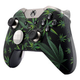 eXtremeRate Green Weeds Leaves Faceplate Cover Soft Touch Front Shell Comfortable Soft Grip Replacement Kit for Xbox One Elite Controller Model 1698 with Thumbstick Accent Rings - XOET008