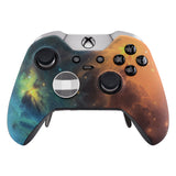 eXtremeRate Orange Star Universe Patterned Faceplate Cover, Soft Touch Front Housing Shell Case, Comfortable Soft Grip Replacement Kit for Xbox One Elite Controller Model 1698 - XOET016