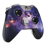 eXtremeRate Nebula Galaxy Patterned Faceplate Cover, Soft Touch Front Housing Shell Case, Comfortable Soft Grip Replacement Kit for Xbox One Elite Controller Model 1698 - XOET017