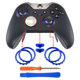 eXtremeRate Custom Matte Chrome Blue Design Button Accent Rings for Xbox One Elite Controller - XOJ130015GC