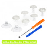 eXtremeRate ThumbsGear Interchangeable Ergonomic Thumbstick for Xbox Series X & S/Xbox One/Xbox One Elite/Xbox One S & X Controller with 3 Height Domed and Concave Grips Adjustable Joystick - Clear - XOJ2106