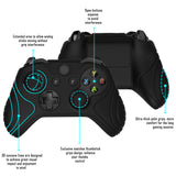 PlayVital Samurai Edition Black Anti-Slip Controller Grip Silicone Skin for Xbox One X/S Controller, Ergonomic Soft Rubber Protective Case Cover for Xbox One S/X Controller with Black Thumb Stick Caps - XOQ034