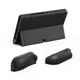 PlayVital ZealProtect Soft Protective Case for Nintendo Switch OLED, Flexible Protector Joycon Grip Cover for Nintendo Switch OLED with Thumb Grip Caps & ABXY Direction Button Caps - Black - XSOYM5001