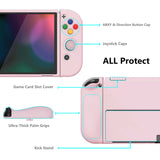 PlayVital ZealProtect Soft Protective Case for Nintendo Switch OLED, Flexible Protector Joycon Grip Cover for Nintendo Switch OLED with Thumb Grip Caps & ABXY Direction Button Caps - Cherry Blossoms Pink - XSOYM5002