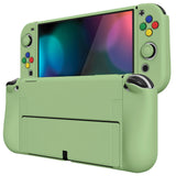 PlayVital ZealProtect Soft Protective Case for Nintendo Switch OLED, Flexible Protector Joycon Grip Cover for Nintendo Switch OLED with Thumb Grip Caps & ABXY Direction Button Caps - Matcha Green - XSOYM5006