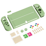 PlayVital ZealProtect Soft Protective Case for Nintendo Switch OLED, Flexible Protector Joycon Grip Cover for Nintendo Switch OLED with Thumb Grip Caps & ABXY Direction Button Caps - Matcha Green - XSOYM5006