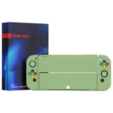 PlayVital ZealProtect Soft Protective Case for Nintendo Switch OLED, Flexible Protector Joycon Grip Cover for Nintendo Switch OLED with Thumb Grip Caps & ABXY Direction Button Caps - Matcha Green - XSOYM5006