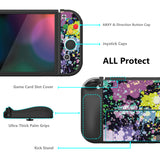 PlayVital ZealProtect Soft Protective Case for Nintendo Switch OLED, Flexible Protector Joycon Grip Cover for Nintendo Switch OLED with Thumb Grip Caps & ABXY Direction Button Caps - Watercolour Splash - XSOYV6004