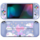 PlayVital ZealProtect Soft Protective Case for Nintendo Switch OLED, Flexible Protector Joycon Grip Cover for Nintendo Switch OLED with Thumb Grip Caps & ABXY Direction Button Caps - Fantasy Bunny & Bear - XSOYV6010