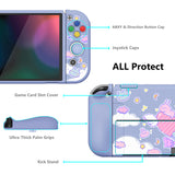 PlayVital ZealProtect Soft Protective Case for Nintendo Switch OLED, Flexible Protector Joycon Grip Cover for Nintendo Switch OLED with Thumb Grip Caps & ABXY Direction Button Caps - Fantasy Bunny & Bear - XSOYV6010