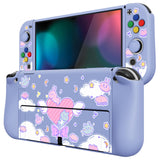 PlayVital ZealProtect Soft Protective Case for Nintendo Switch OLED, Flexible Protector Joycon Grip Cover for Nintendo Switch OLED with Thumb Grip Caps & ABXY Direction Button Caps - Fantasy Bunny & Bear - XSOYV6010