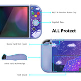 PlayVital ZealProtect Soft Protective Case for Nintendo Switch OLED, Flexible Protector Joycon Grip Cover for Nintendo Switch OLED with Thumb Grip Caps & ABXY Direction Button Caps - Pouring Starry - XSOYV6012