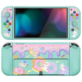 PlayVital ZealProtect Soft Protective Case for Nintendo Switch OLED, Flexible Protector Joycon Grip Cover for Nintendo Switch OLED with Thumb Grip Caps & ABXY Direction Button Caps - Donut Odyssey - XSOYV6013