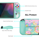 PlayVital ZealProtect Soft Protective Case for Nintendo Switch OLED, Flexible Protector Joycon Grip Cover for Nintendo Switch OLED with Thumb Grip Caps & ABXY Direction Button Caps - Donut Odyssey - XSOYV6013