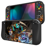 PlayVital ZealProtect Soft Protective Case for Nintendo Switch OLED, Flexible Protector Joycon Grip Cover for Nintendo Switch OLED with Thumb Grip Caps & ABXY Direction Button Caps - Halloween Candy Night - XSOYV6020