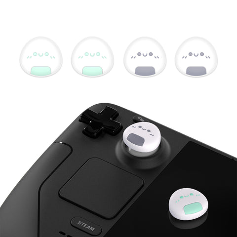 PlayVital Thumb Grip Caps for Steam Deck LCD, for PS Portal Remote Player Silicone Thumbsticks Grips Joystick Caps for Steam Deck OLED - Onigiri - YFSDM006
